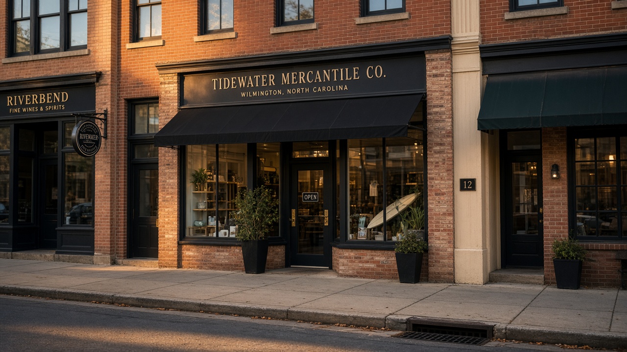 Coastal North Carolina storefront — the kind of shop we visit on-site
